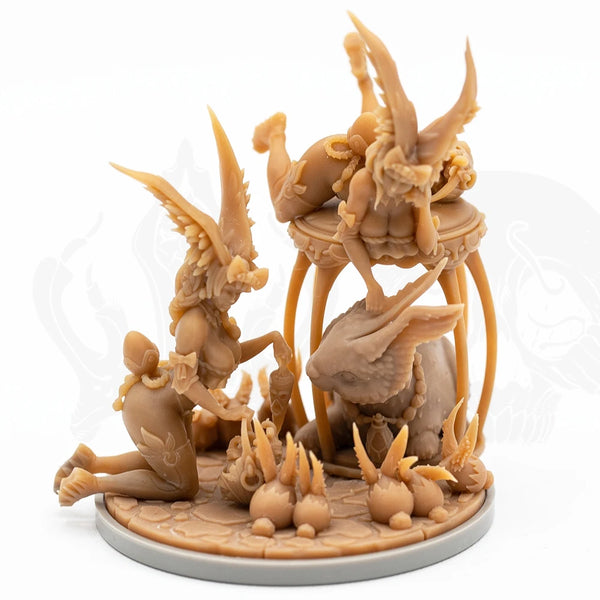 38mm Lagomorph Incubation, 5 Figures, Resin Model Diorama Kit, Fantasy Theme, Unassembled and Unpainted