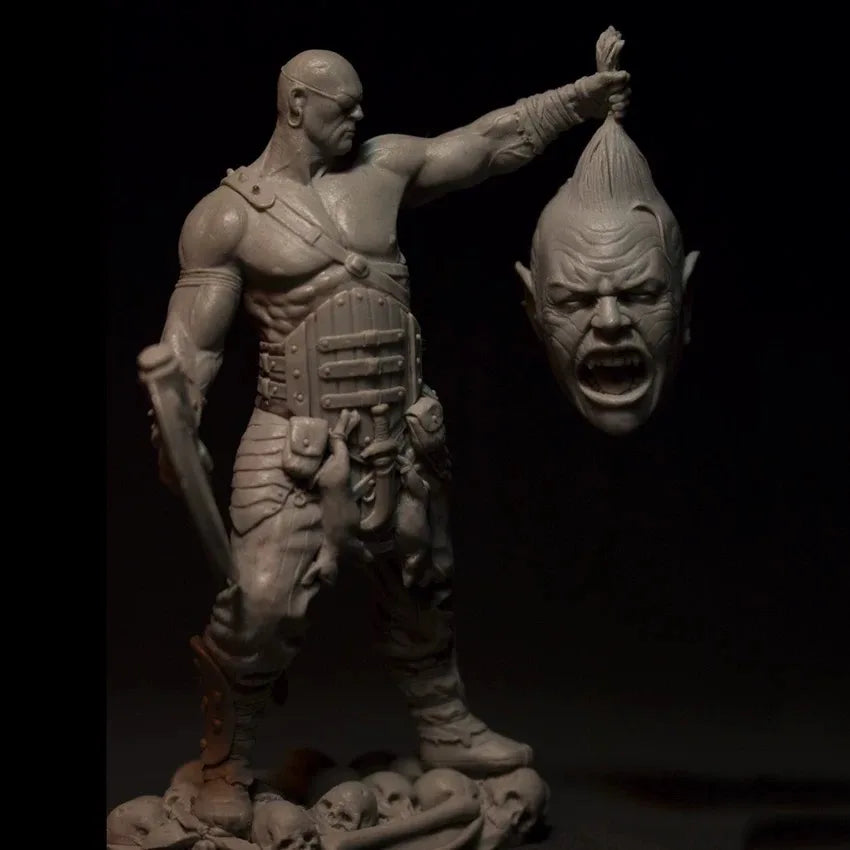 1/24 Horned Demon Barbarian with Battle Axe, Resin Model Figure Kit, Fantasy Theme, Unassembled and Unpainted