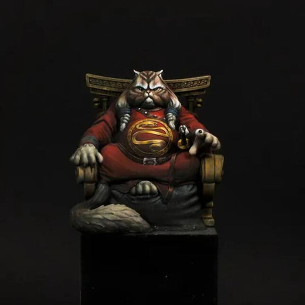 1/24 Medieval Seated Tiger Warrior in Ornate Golden Armor, Resin Model Figure Kit, Unassembled and Unpainted