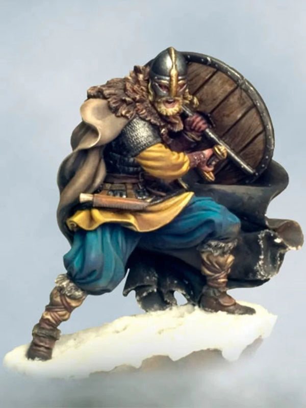 54mm Medieval Ornate Dwarf Warrior with Axe and Shield, Resin Model Figure Kit, Unassembled and Unpainted