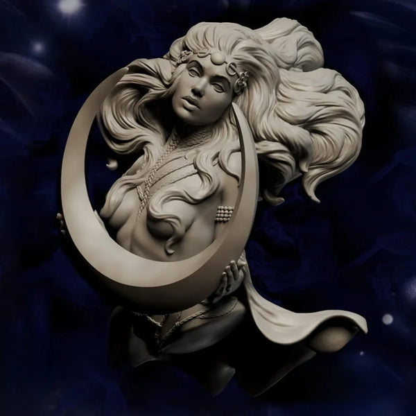 1/10 Moonlight Queen God of the Moon, Resin Model Bust Kit, Fantasy Theme, Unassembled and Unpainted