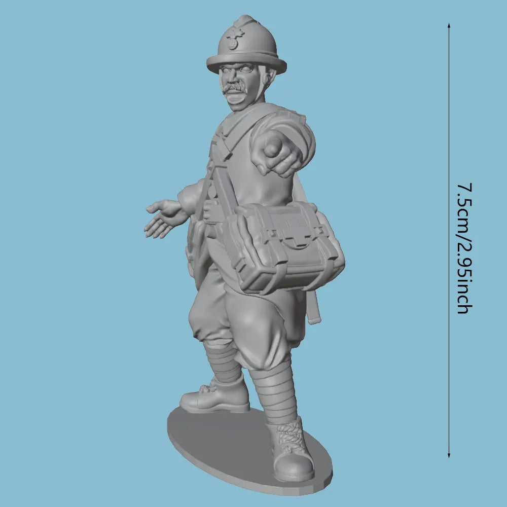 75mm WWI Military Officer, Resin Model Figure Kit, Unassembled and Unpainted