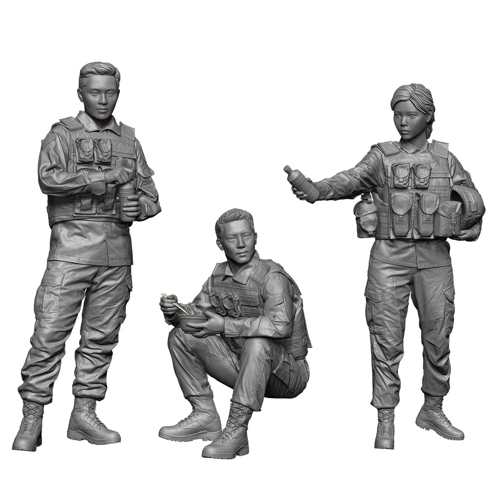 1/35 Modern Infantry Squad in Action, 3 Figures, Resin Model Figure Kit, Unassembled and Unpainted