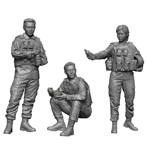 1/35 Modern Infantry Squad in Action, 3 Figures, Resin Model Figure Kit, Unassembled and Unpainted