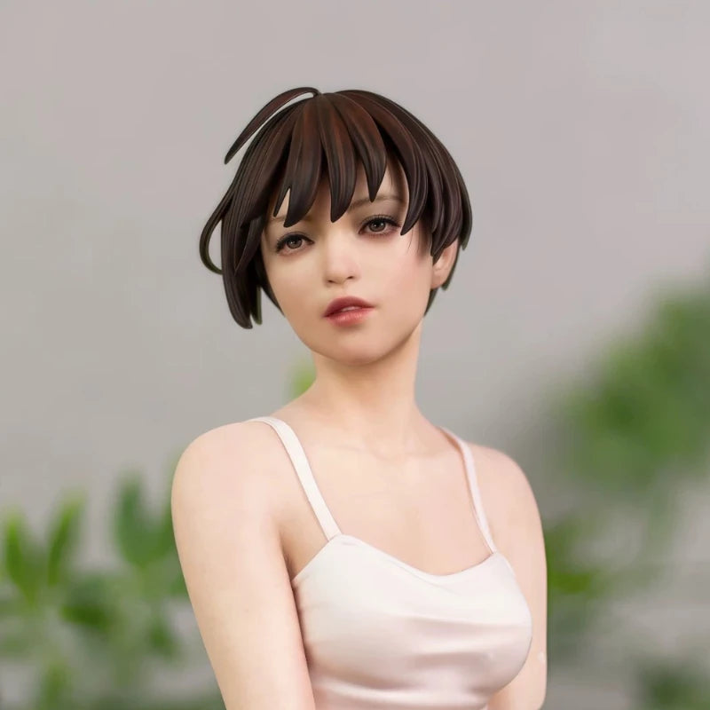 1/6 Asian Female with Interchangeable Hair, Resin Model Bust Kit, Unassembled and Unpainted