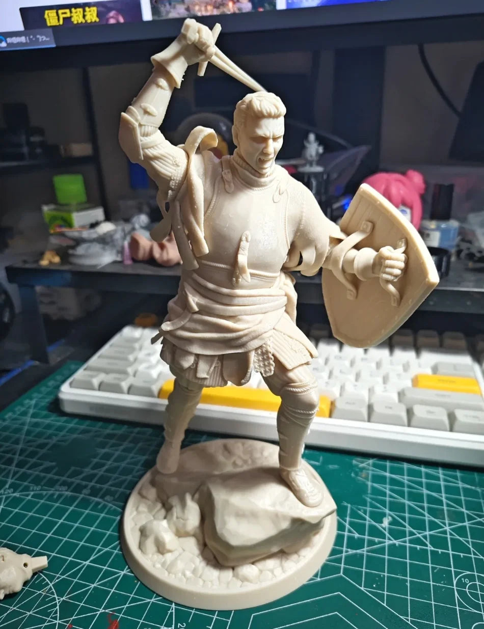 1/9 Bearded Barbarian Warrior with Axe and Shield, Resin Model Figure Kit, Fantasy Theme, Unassembled and Unpainted