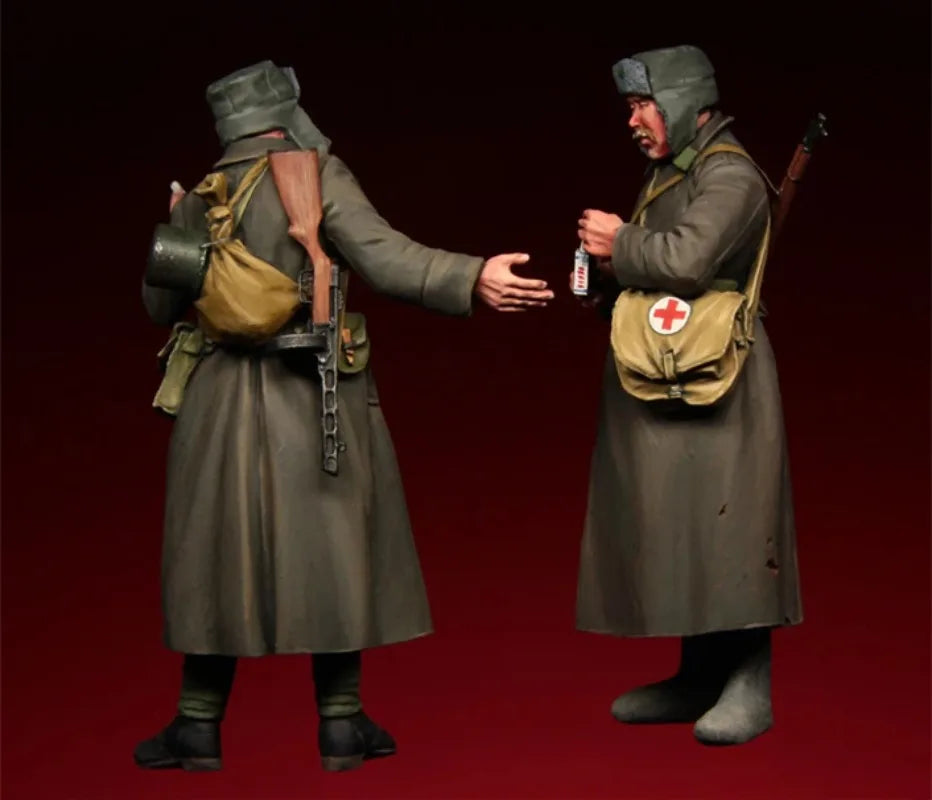 1/35 WWII Soviet Infantry in Greatcoats, 2 Figures, Resin Model Figure Kit, Unassembled and Unpainted