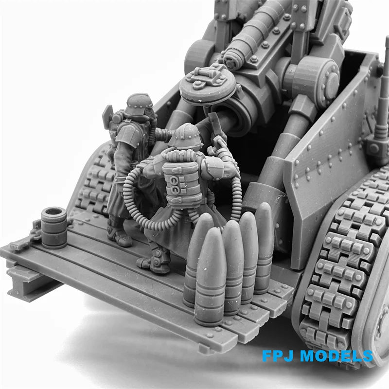 28mm Self-Propelled Gun, 3 Figures, Resin Model Vehicle Kit, Sci-Fi Theme, Unassembled and Unpainted