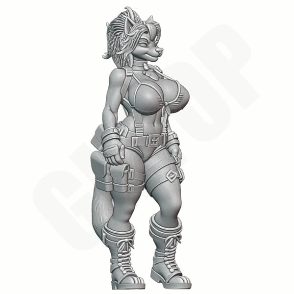 1/24 Wolf-Girl Warrior, Resin Model Figure Kit, Fantasy Theme, Unassembled and Unpainted