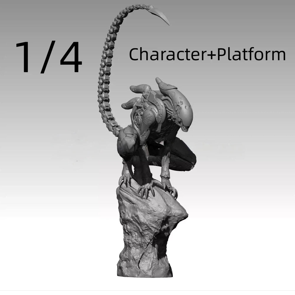 1/6 Alien Creature with Dual Heads, Resin Model Figure Kit, Sci-Fi Theme, Unassembled and Unpainted
