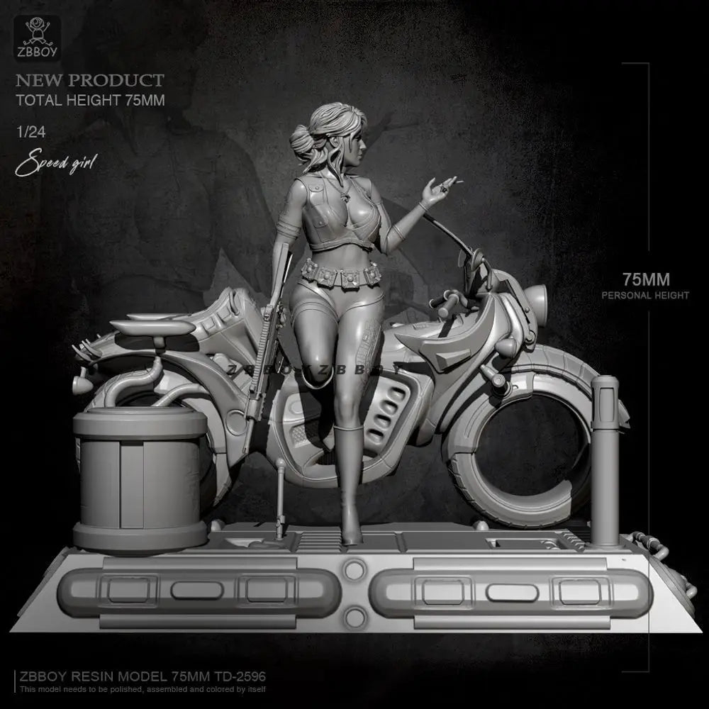 1/24 Speed Lady, Resin Model Figure Kit, Unassembled and Unpainted