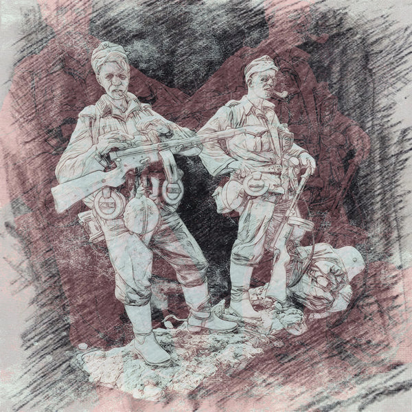 1/16 WWI Infantry Charging Forward, 2 Figures, Resin Model Figure Kit, Unassembled and Unpainted