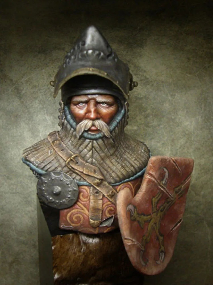 1/10 Ancient Celtic Warrior Chief with Spiral Shield, Resin Model Bust Kit, Unassembled and Unpainted