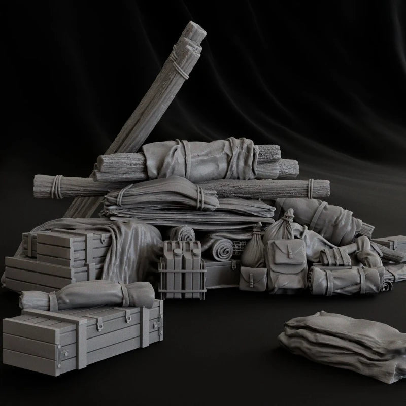 1/35 WWII Stowage Accessories, Resin Model Accessory Kit, Unpainted