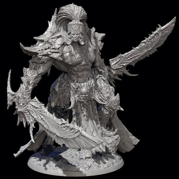 75mm Double-Bladed Emperor Martial Artist, Resin Model Figure Kit, Fantasy Theme, Unassembled and Unpainted