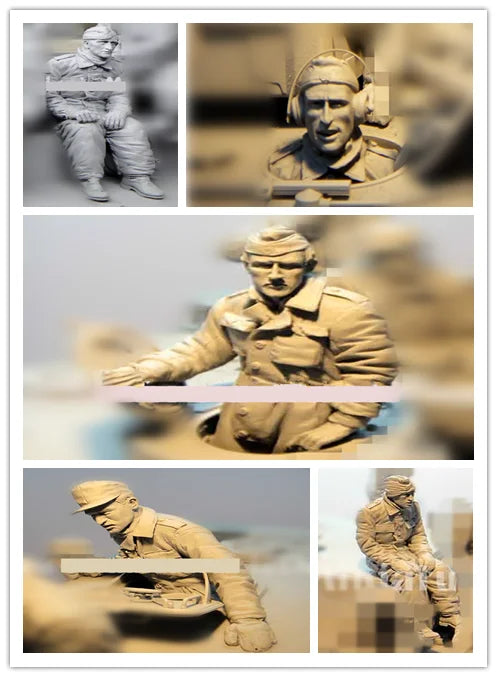 1/16 WWII Military Soldiers, 5 Figures, Resin Model Figure Kit, Unassembled and Unpainted