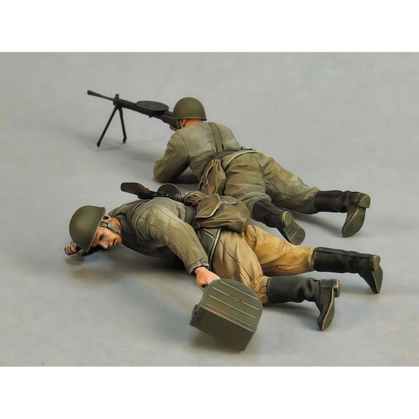 1/35 WWII Soviet Machine Gunner Set, 3 Figures, Resin Model Figure Kit, Unassembled and Unpainted