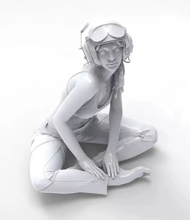 1/24 Sitting Girl Character, Resin Model Figure Kit, Anime Theme, Unassembled and Unpainted