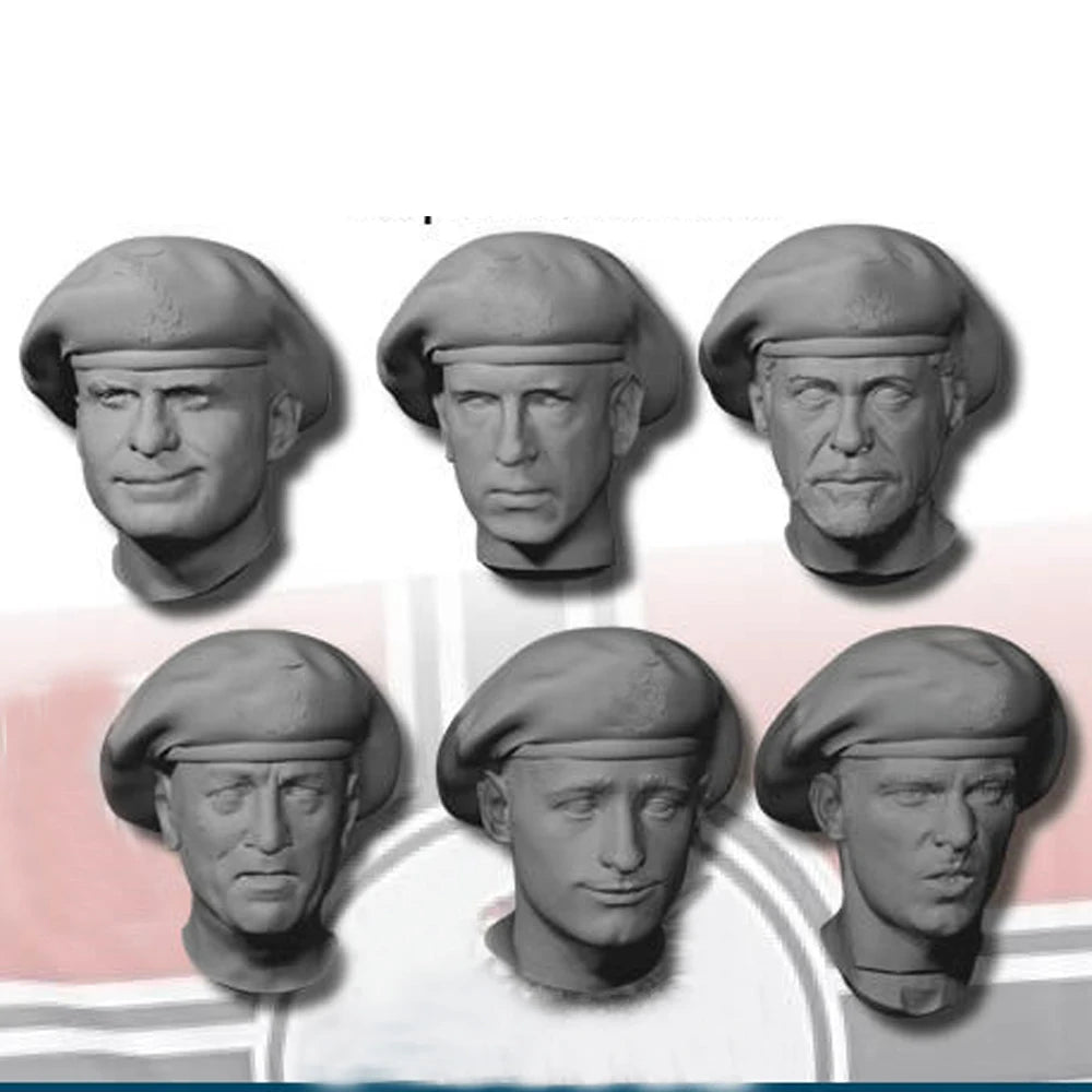 1/35 WWII Tank Crew Heads, 6 Figures, Resin Model Figure Kit, Unassembled and Unpainted