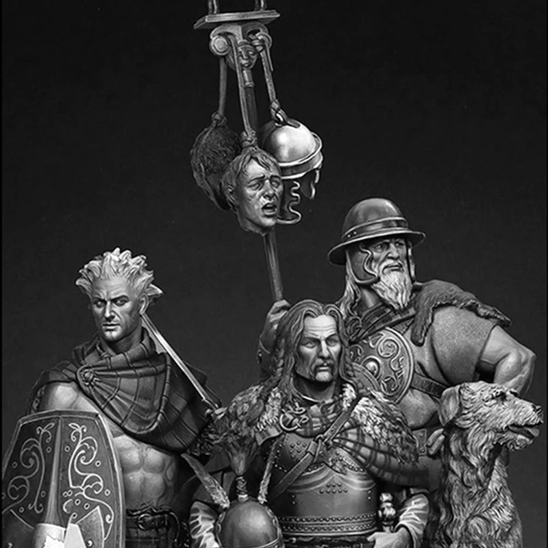 1/10 Medieval Fantasy Warrior Composition, 6 Figures, Resin Model Bust Kit, Unassembled and Unpainted