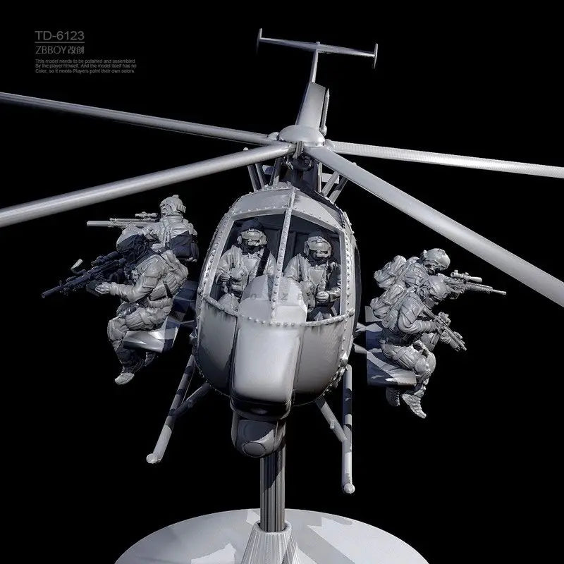50mm Modern Special Operations Helicopter, 8 Figures, Resin Model Vehicle Kit, Unassembled and Unpainted
