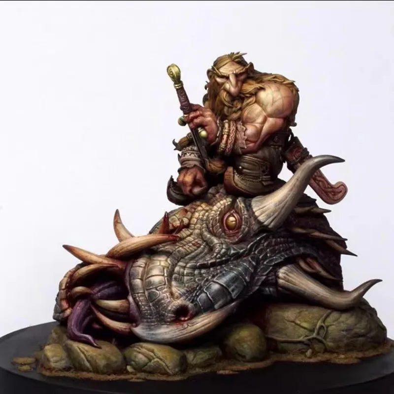 1/24 Dwarf Warrior on Tentacled Beast, Resin Model Figure Kit, Fantasy Theme, Unassembled and Unpainted