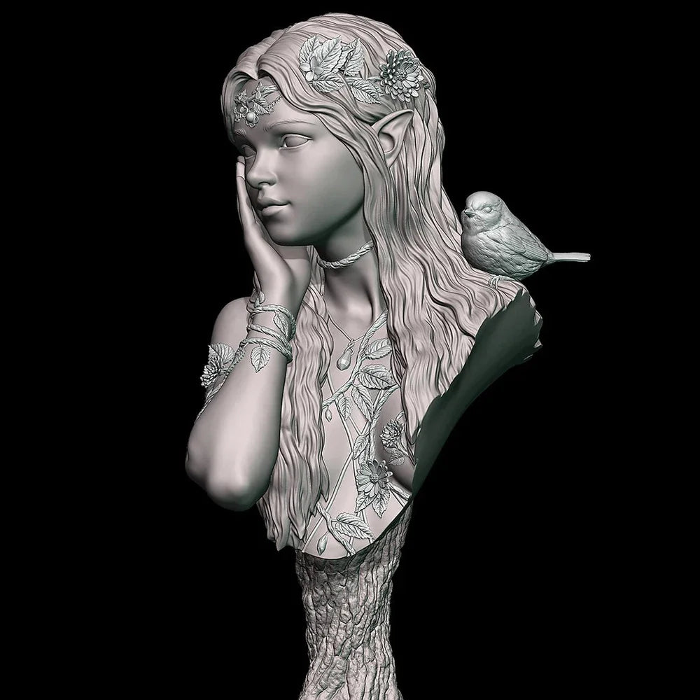 1/10 Avalynne: Forest Healer, Resin Model Bust Kit, Fantasy Theme, Unassembled and Unpainted