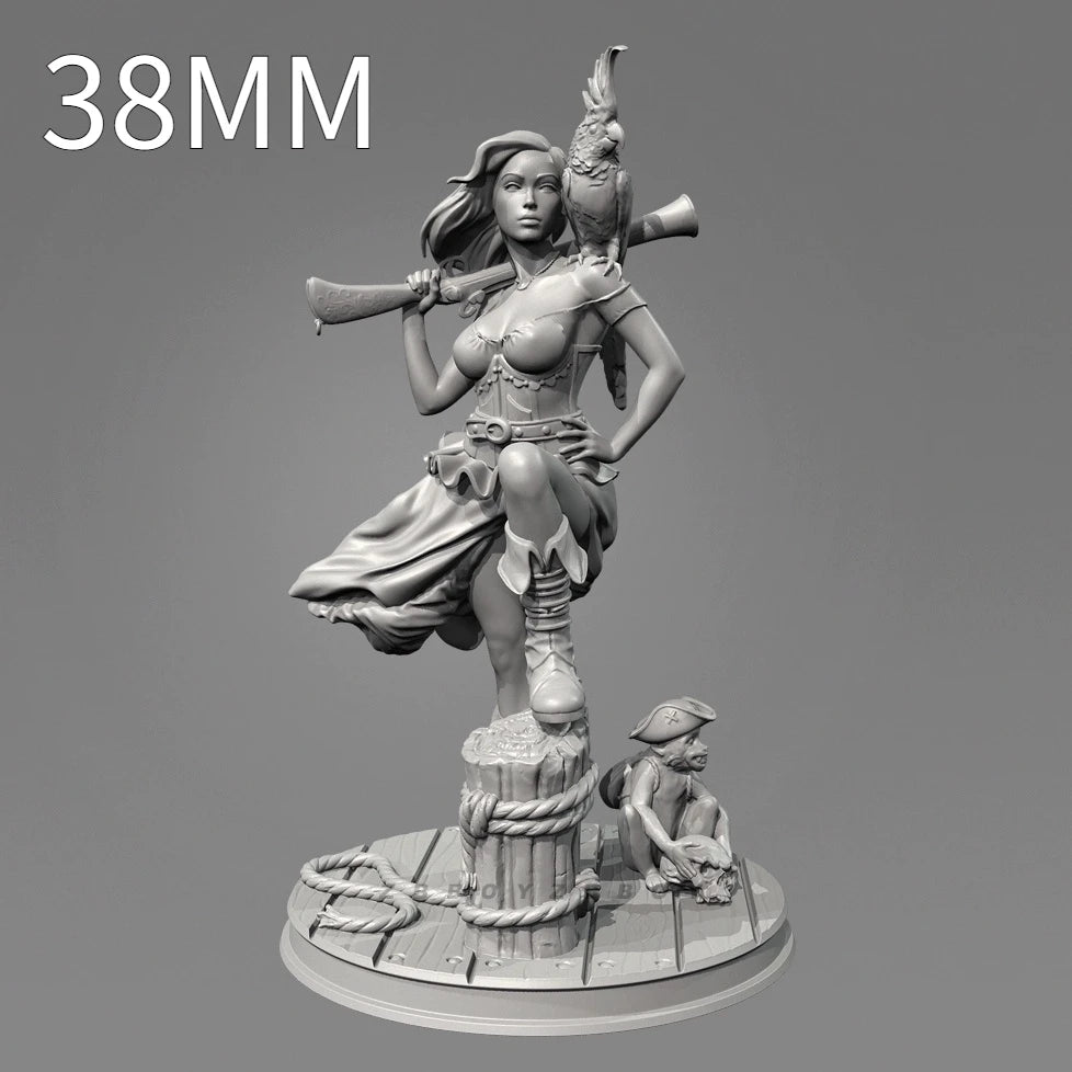 75mm Caribbean Warrior Woman, Resin Model Figure Kit, Fantasy Theme, Unassembled and Unpainted
