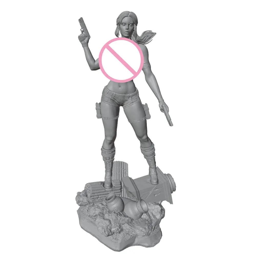 1/24 Armed Female Warrior, Resin Model Figure Kit, Unassembled and Unpainted