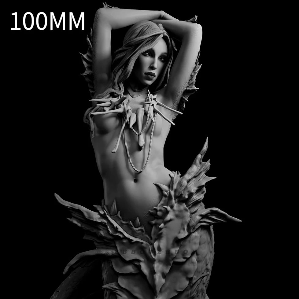 100mm Flood Dragon Girl, Resin Model Figure Kit, Fantasy Theme, Unassembled and Unpainted