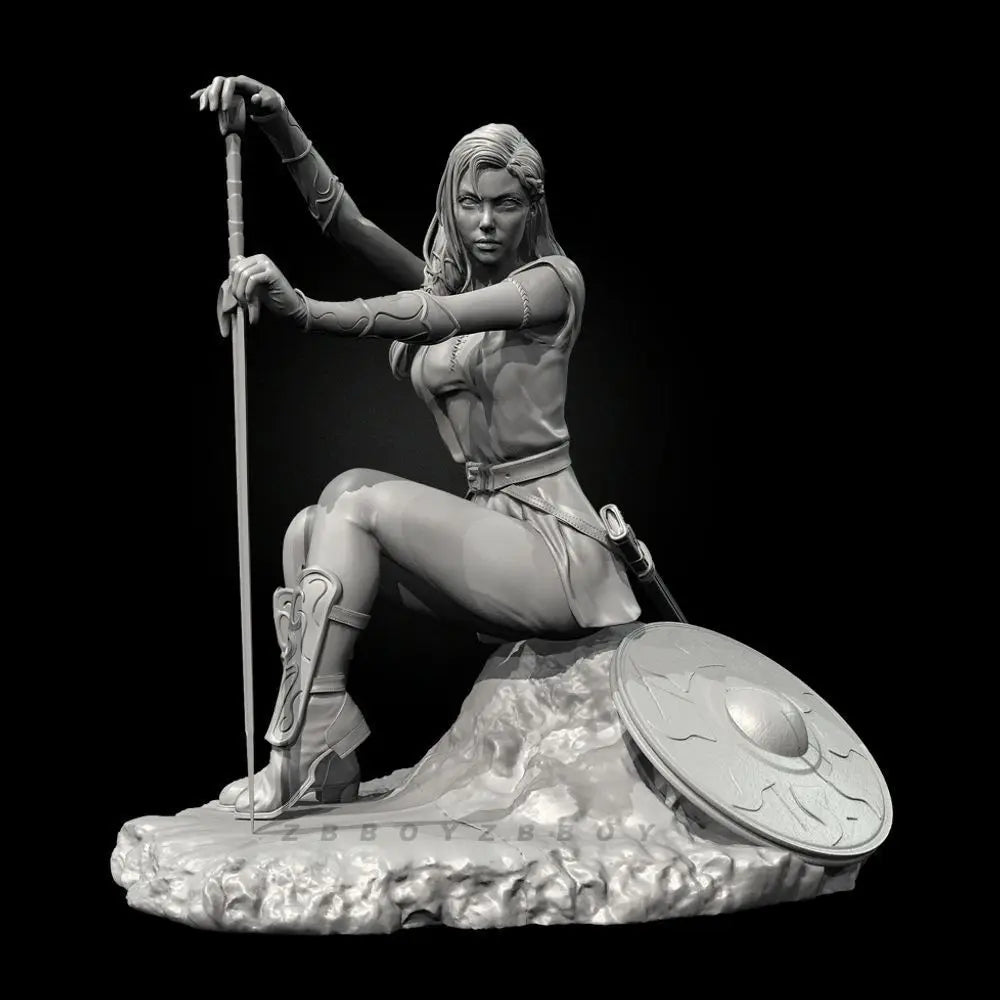 65mm Female Warrior Swordsman, Resin Model Figure Kit, Fantasy Theme, Unassembled and Unpainted