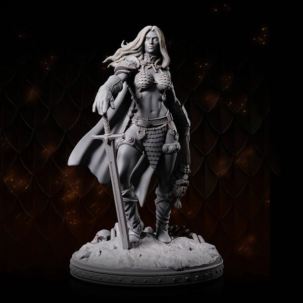 1/24 Warrior with Mail and Feathered Cape, Resin Model Figure Kit, Fantasy Theme, Unassembled and Unpainted