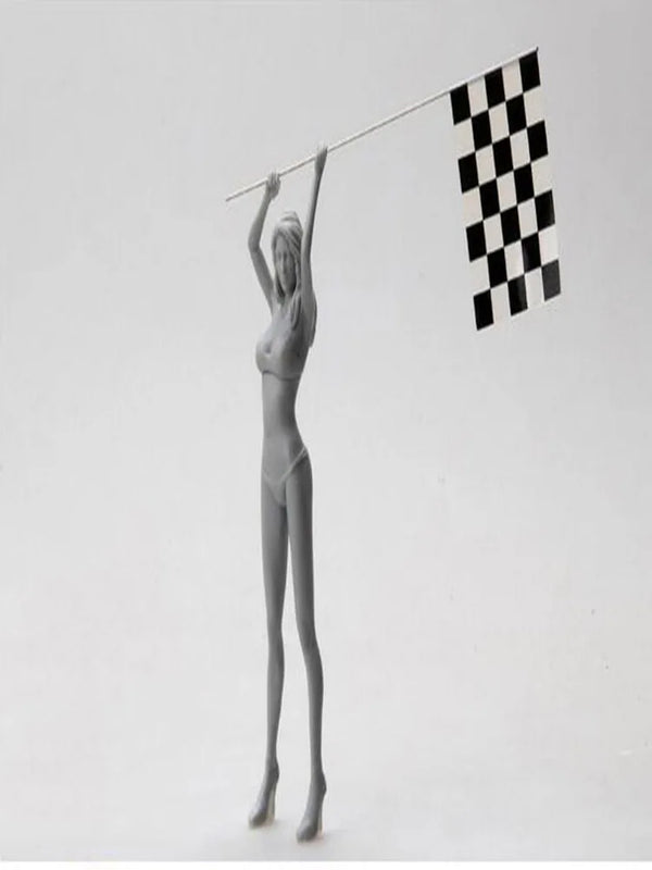 75mm Racing Flagperson, Resin Model Figure Kit, Unassembled and Unpainted