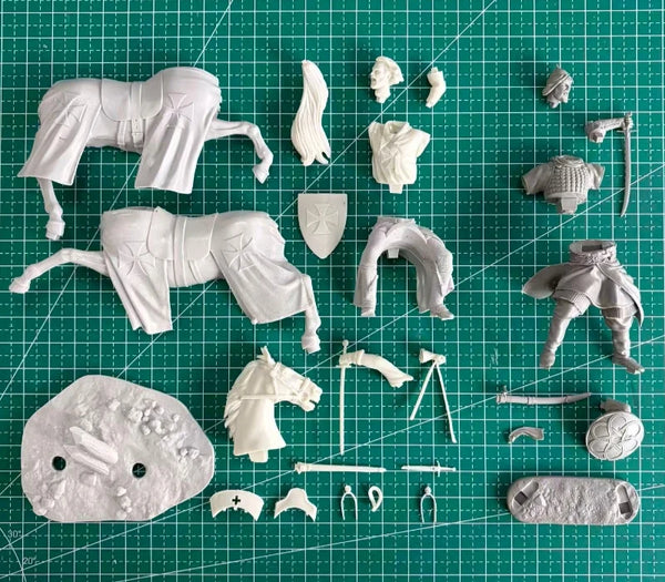 1/24 Medieval Crusader Knight Templar Vs Saracen, 2 Figures, Resin Model Figure Kit, Unassembled and Unpainted