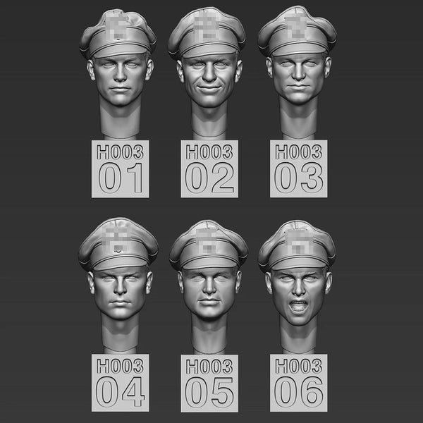 1/35 WWII German Kriegsmarine Sailor Heads, 6 Figures, Resin Model Bust Kit, Unassembled and Unpainted