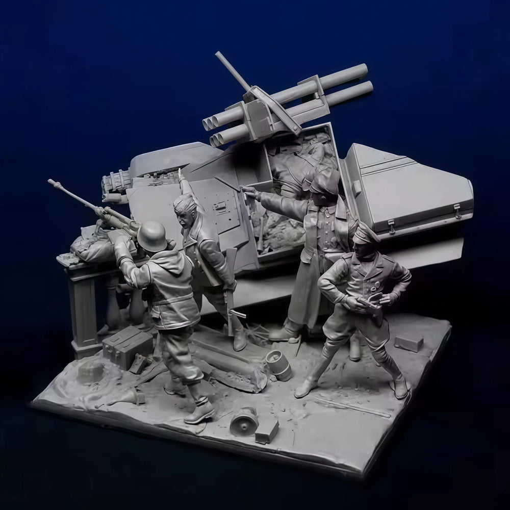 1/35 WWII Combat Scene, 6 Figures, Resin Model Diorama Kit, Unassembled and Unpainted
