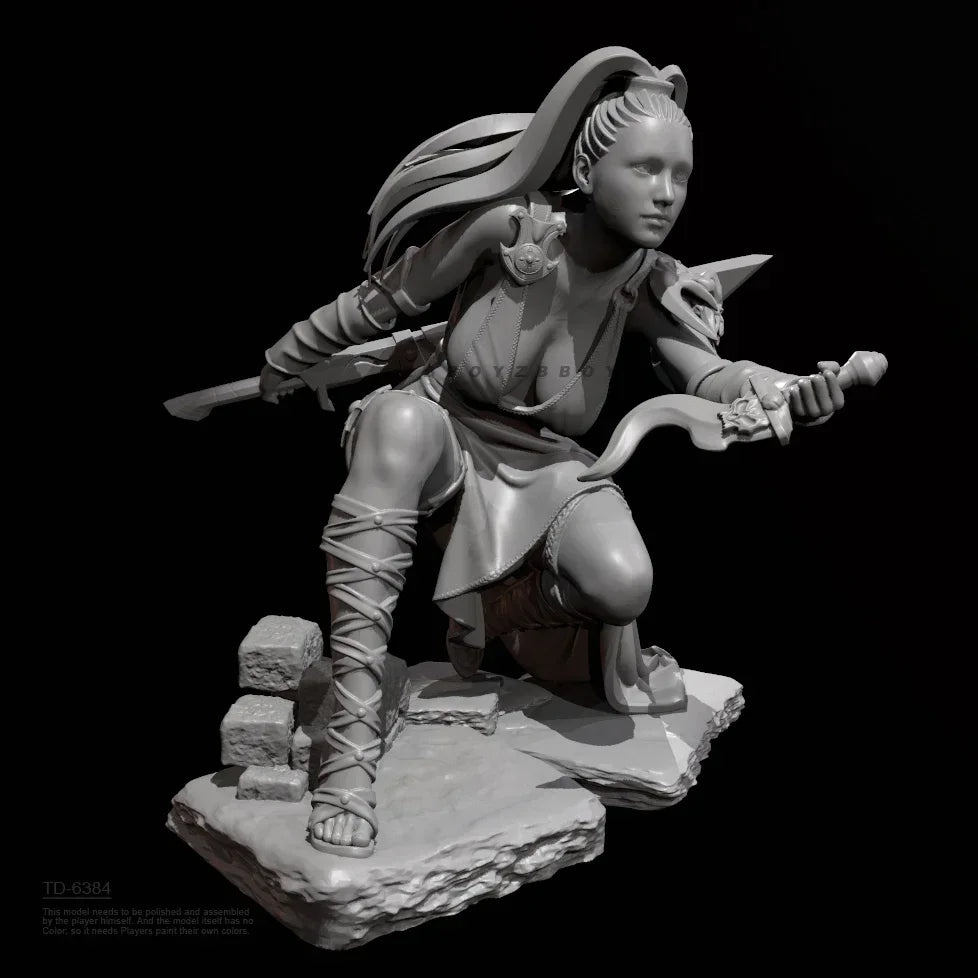 65mm Female Warrior, Resin Model Figure Kit, Fantasy Theme, Unassembled and Unpainted