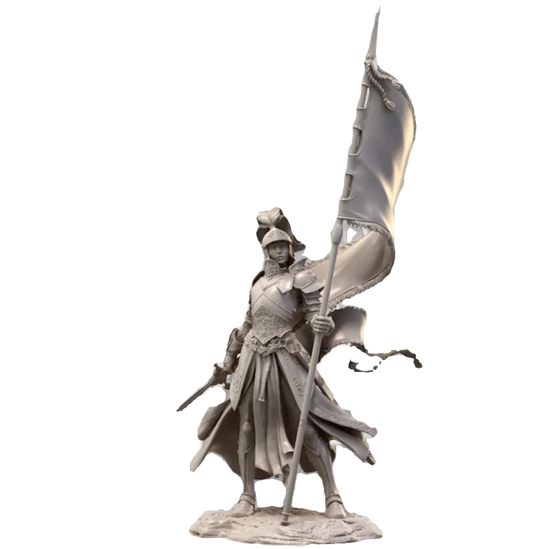 1/24 Medieval Female Warrior with Standard, Resin Model Figure Kit, Unassembled and Unpainted
