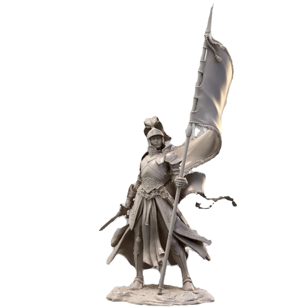 1/24 Medieval Sorceress Raising Battle Banner, Resin Model Figure Kit, Unassembled and Unpainted