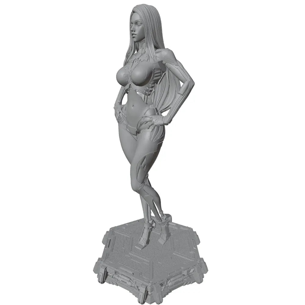 1/24 Cyborg Woman with Long Hair, Resin Model Figure Kit, Anime Theme, Unassembled and Unpainted