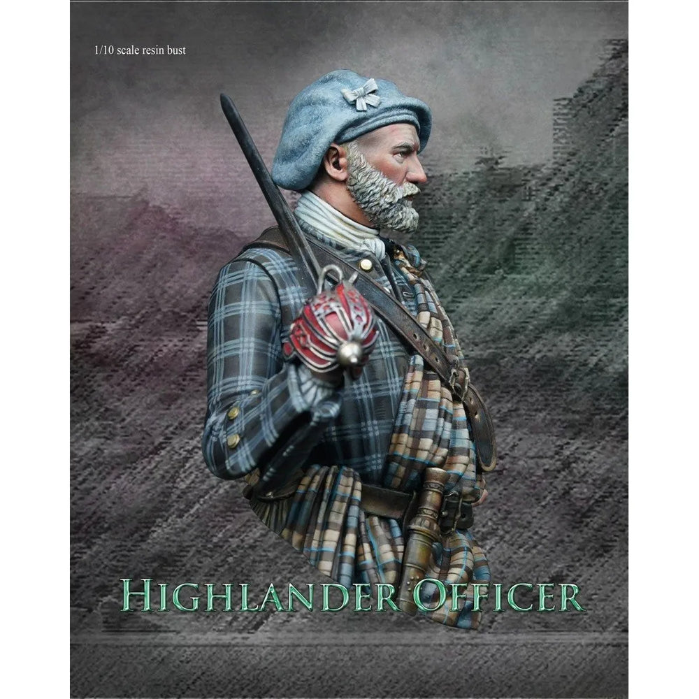1/10 Napoleonic Highland Officer, Resin Model Bust Kit, Unassembled and Unpainted