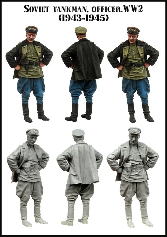 1/35 WWII Soviet Tank Officer in Greatcoat, Resin Model Figure Kit, Unassembled and Unpainted