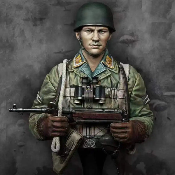 1/10 WWII German Paratrooper, Resin Model Bust Kit, Unassembled and Unpainted