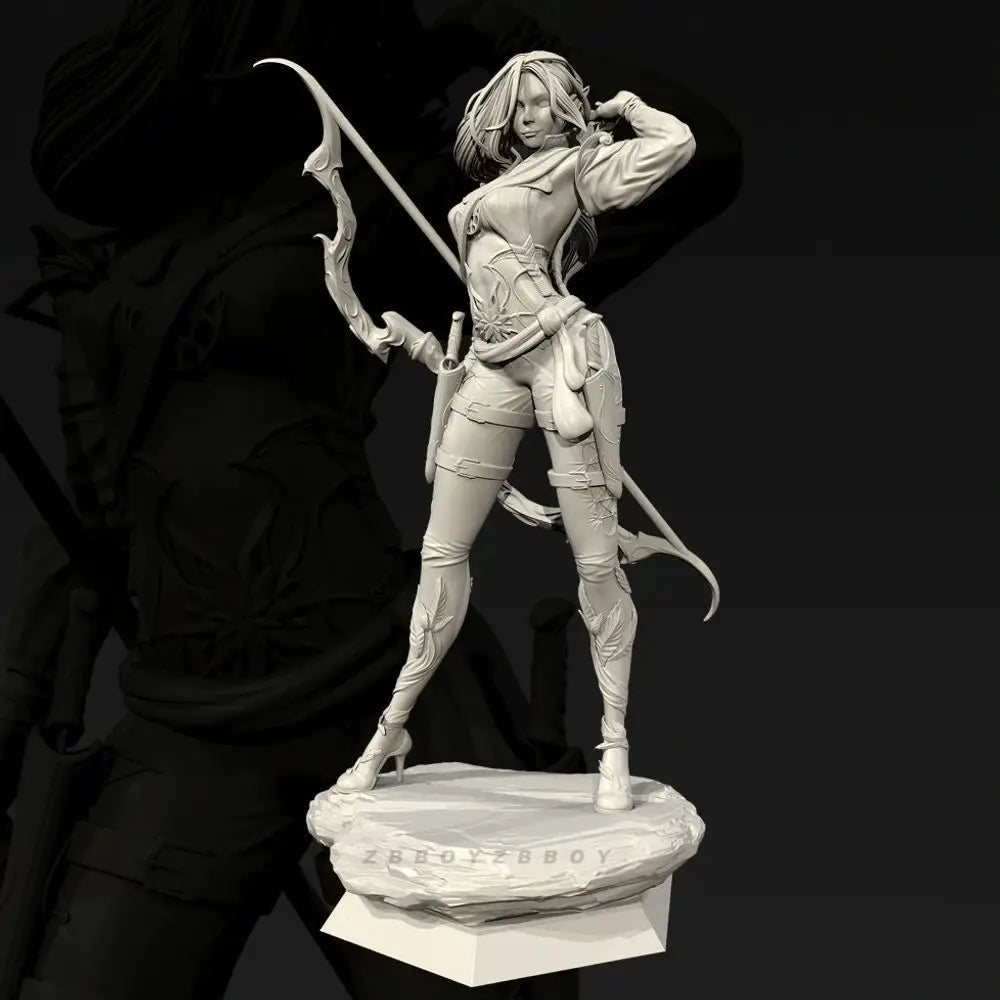 50mm Female Warrior Archer, Resin Model Figure Kit, Fantasy Theme, Unassembled and Unpainted