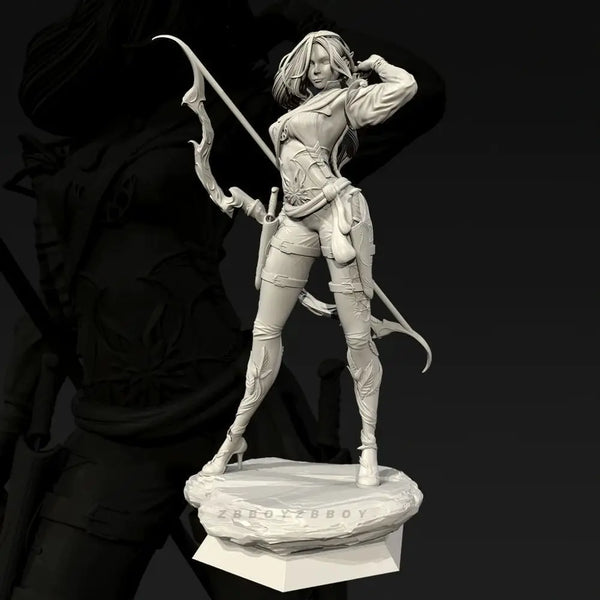 50mm Female Warrior Archer, Resin Model Figure Kit, Fantasy Theme, Unassembled and Unpainted