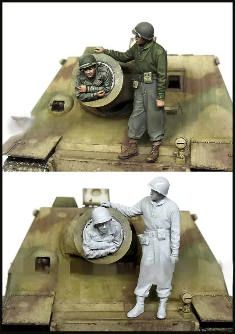 1/35 WWII US Tank Commander with M1 Helmet, Resin Model Figure Kit, Unassembled and Unpainted
