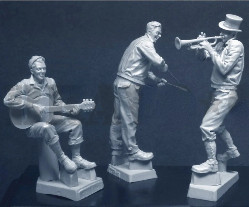 1/35 WWII American Tank Musicians, 3 Figures, Resin Model Figure Kit, Unassembled and Unpainted