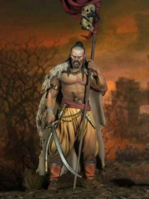 75mm Bearded Barbarian in Fur Cloak with Halberd, Resin Model Figure Kit, Fantasy Theme, Unassembled and Unpainted