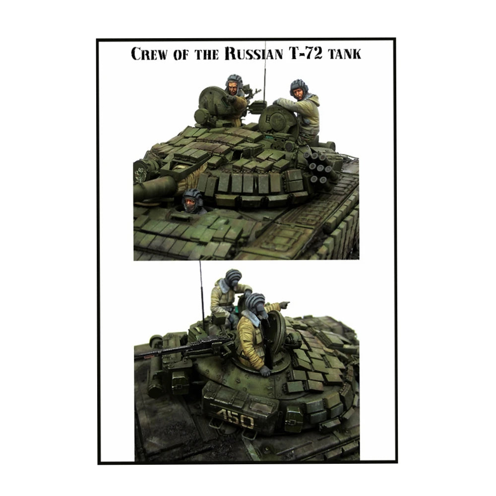 1/35 Cold War Soviet T-72 Tank with Crew, 4 Figures, Resin Model Vehicle Kit, Unassembled and Unpainted