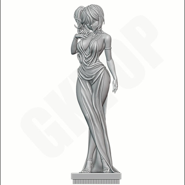 1/24 Girl in Silver Dress, Resin Model Figure Kit, Anime Theme, Unassembled and Unpainted